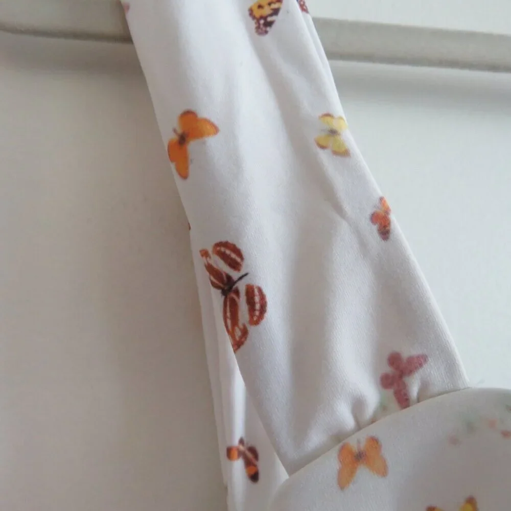 WEWOREWHAT Vintage Danielle One Piece Swimsuit White Butterfly Print - Size M - Picture 7 of 15
